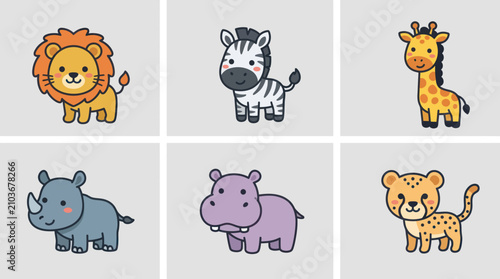 Photography Cute safari animals collection
