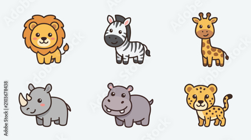Photography Cute safari animals collection