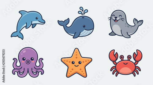 Tableau sur toile Cute sea creatures collection