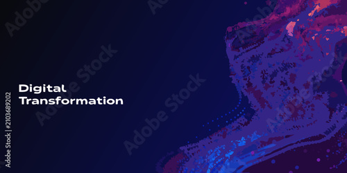 Canvastavla digital transformation text with abstract wave pattern graphic design modern tec