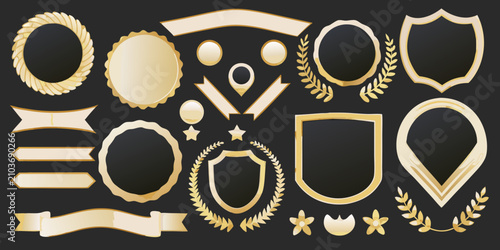 Konstfotografi gold and black badge elements vector illustration element award symbol icon desi