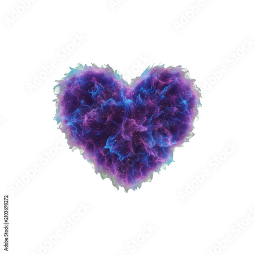 Cosmic Heart Shape Nebula with Stars