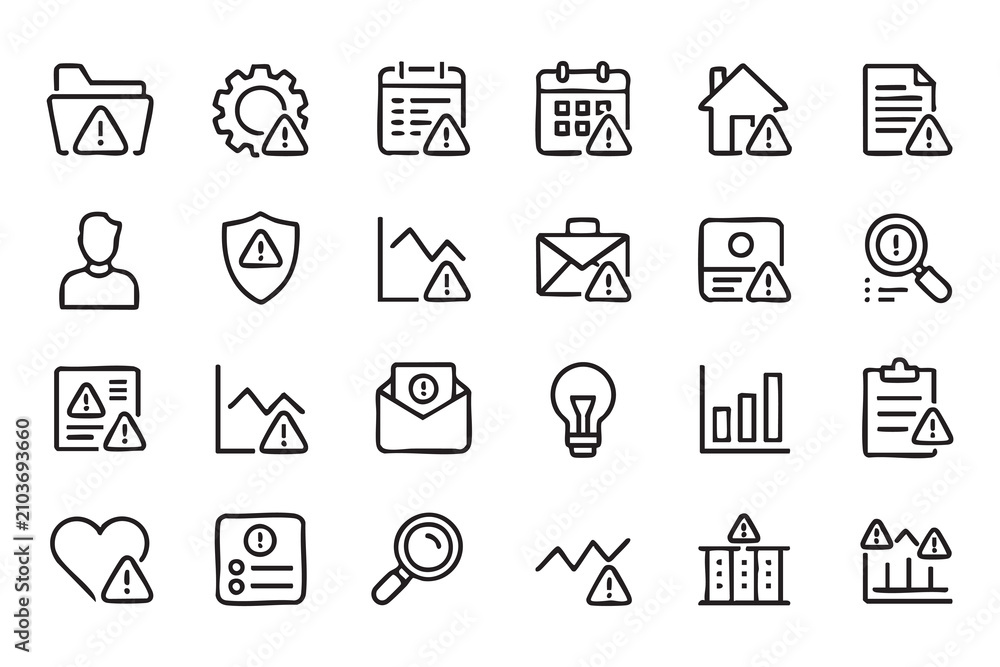 Fototapeta premium Incident Reporting Line Art with Alerts, Checklists, Documents and Security Shields