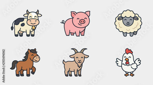 Farm animal icons collection