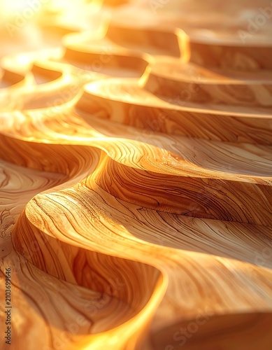 Wooden Wavy Pattern Closeup Detail.