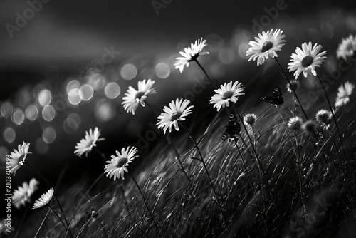 Daisy Blooms in Soft Light Under the Meadow Sky