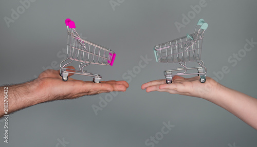 Фотография Shopping carts in adult hands