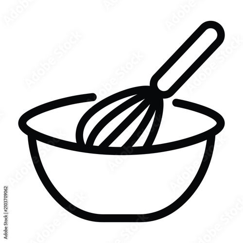Canvas Print Kitchen wire whisk inside a mixing bowl vector illustration with culinary prepar