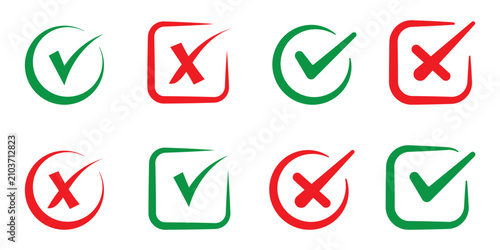 Fotografi Checkmark cross icon Checkmark icon set