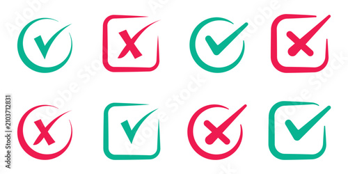 Vászonkép Checkmark cross icon Checkmark icon set