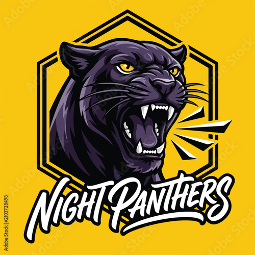 Aggressive black panther mascot logo design.