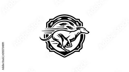 Canvastavla Running greyhound dog inside ornate crest emblem.