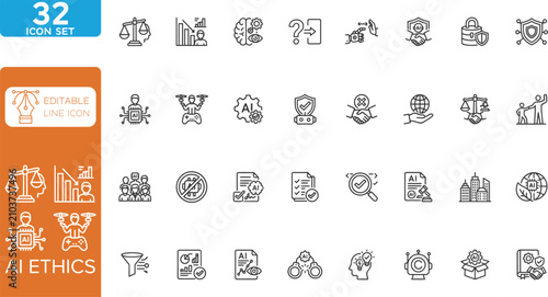 Принти на полотні Ai ethic line editable Icons set