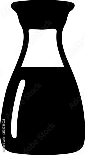 Fotografía Simple Black Silhouette of a Bottle with Liquid for Condiments or Sauces