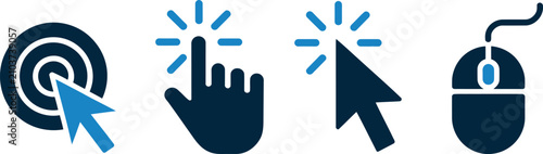 Bild auf Leinwand Cursors indicate digital navigation steps and mouse interactions needed for online web browsing