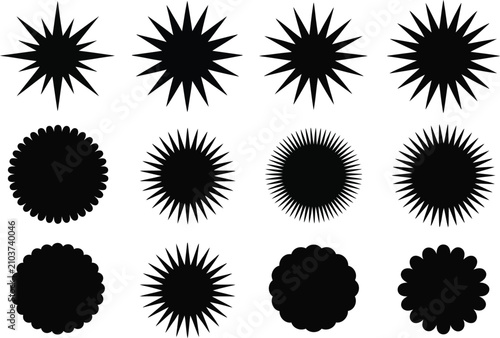 Bild auf Leinwand Starburst shapes arranged in a comprehensive grid display artistic flair for modern digital