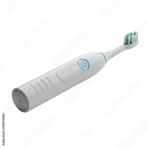 Modern electric toothbrush isolated on a white background.