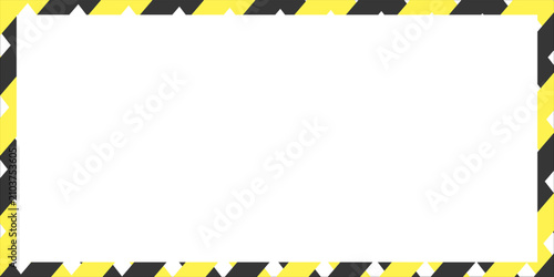 Photos Yellow and Black Caution Border Frame With Diagonal Hazard Stripes and Blank Whi