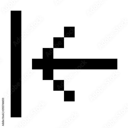 Pixel outline left arrow to line icon