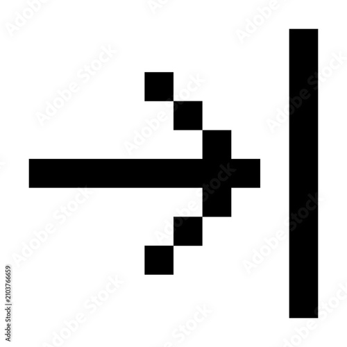 Pixel outline right arrow to line icon