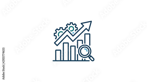 Business growth and analysis icon with gears