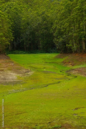 Dry reservoir of the dam