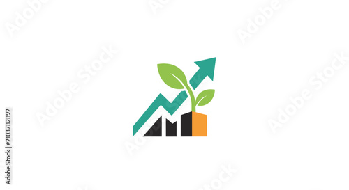 Business growth and finance illustration depicting financial advancement and positive development