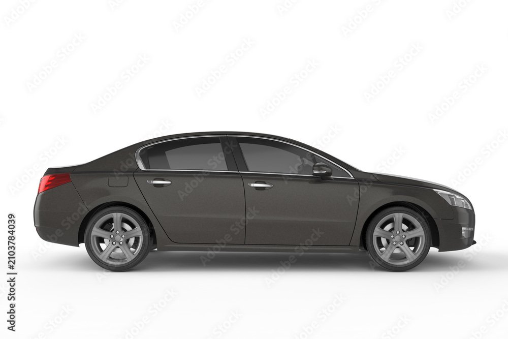 Fototapeta premium Black car on white background, 3D illustration