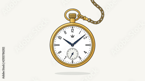 Obraz na plátně Vintage pocket watch with chain accessory for timekeeping