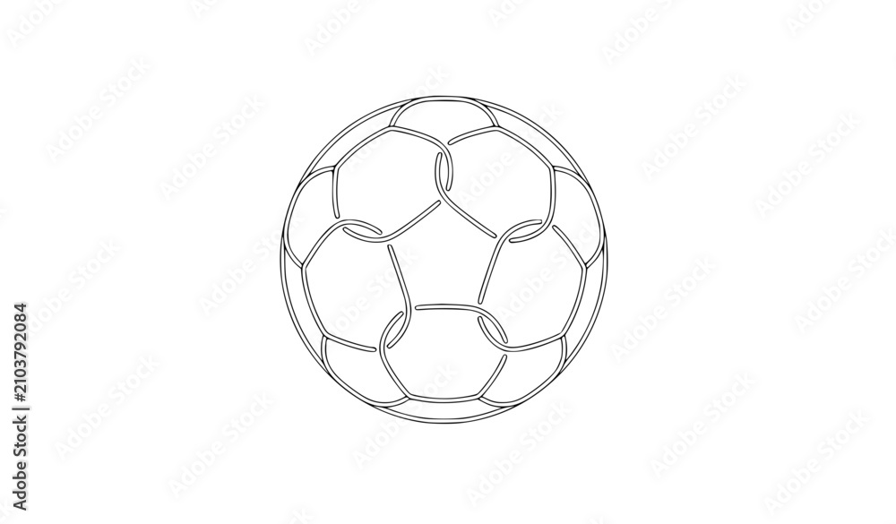 Naklejka premium Minimal soccer ball one line art vector illustration for football sports branding and game design