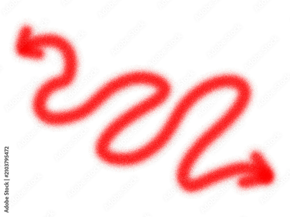 Fototapeta premium Wavy red spray paint arrow with graffiti direction pointing advertising marketing colorful creative as PNG element