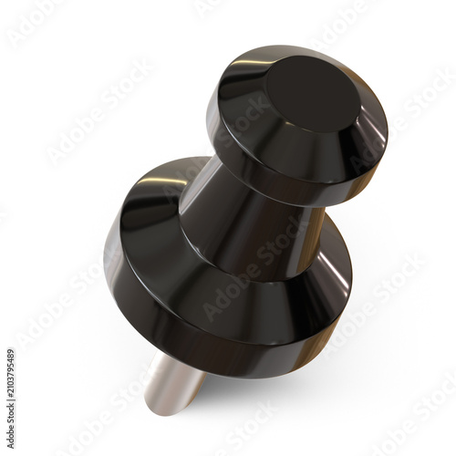 push pin stationery element 3d render black glossy plastic color
