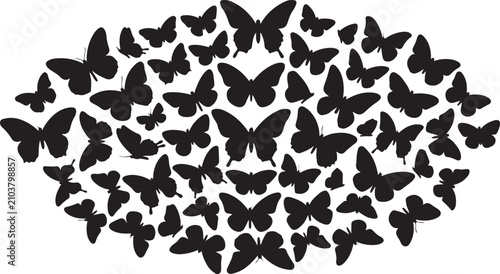 Canvastavla Black butterfly cluster illustration