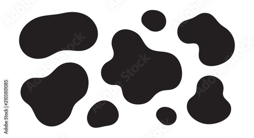 Black cow spots pattern isolated on white background.