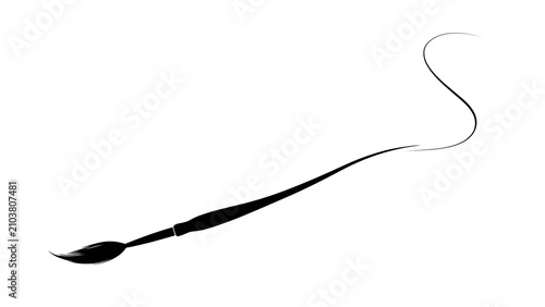Elegant black calligraphy brush stroke white background.