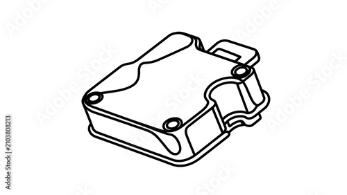 Industrial plastic component on white background.