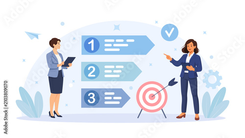 Ability to Prioritize and Set Priorities in Project Workflow. Leadership  and Soft Skills, Successful Strategy. Businesswoman Planning with Checklist and Target Achievement During Project Management