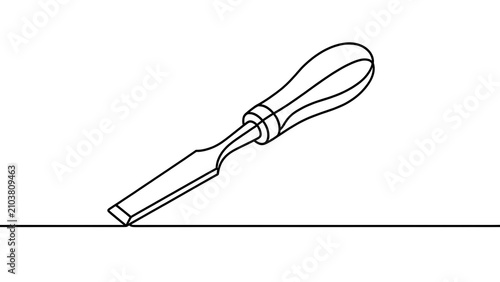 Plakat Wooden chisel tool on white background.