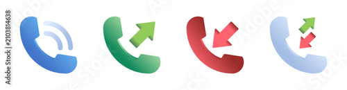 3d phone icon set, 3d Telephone call sign, Contact us, Vector illustration