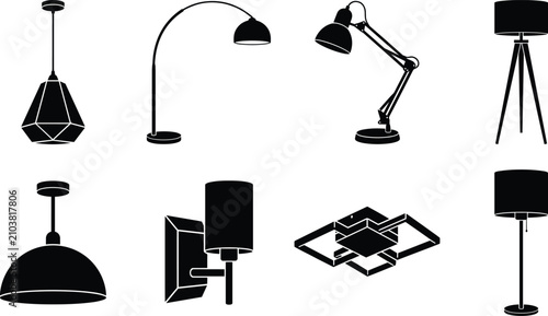 Modern Lighting Fixture Silhouette Collection with Ceiling Floor Table and Wall Lamp Designs