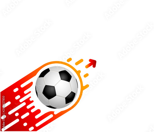 silhouette, soccer ball. taking off, landing. Soccer football, dynamic sport. black, red. Template design  vector illustration