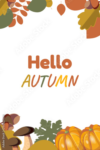 Autumn Greeting Background with Hello Autumn Text