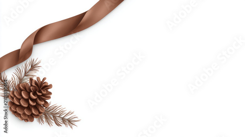 Elegant ribbon pinecone Christmas corner border