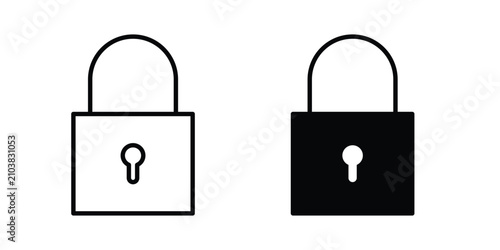Lock icon line illustrations set