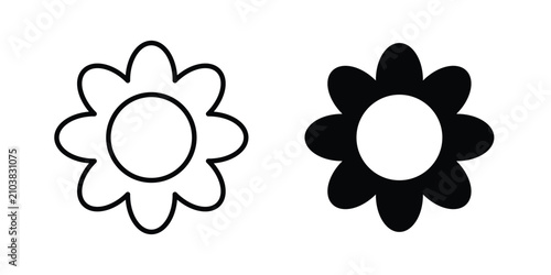 Flower icon line illustrations set