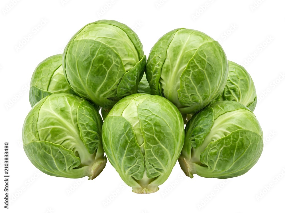Fototapeta premium Fresh Brussels Sprouts Isolated on White