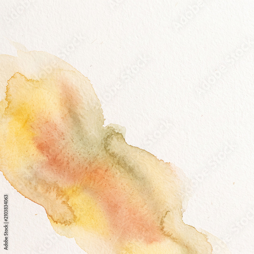 Abstract Saffron and Terracotta Ink Wash on Textured Handmade Paper