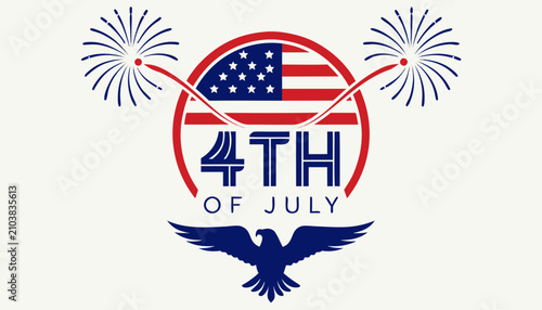 Vector independence day emblem with displays patriotic graphic design eagle eagle flag fireworks illustration celebration nationality patriotism
