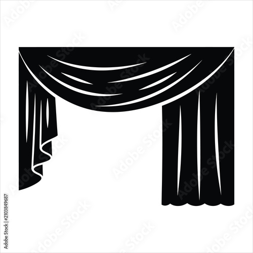 Billede på lærred Elegant curtain swag icon, classic window drapery valance isolated on white back