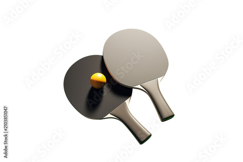 Blank table tennis paddles with orange ball mockup in clean modern style on w...